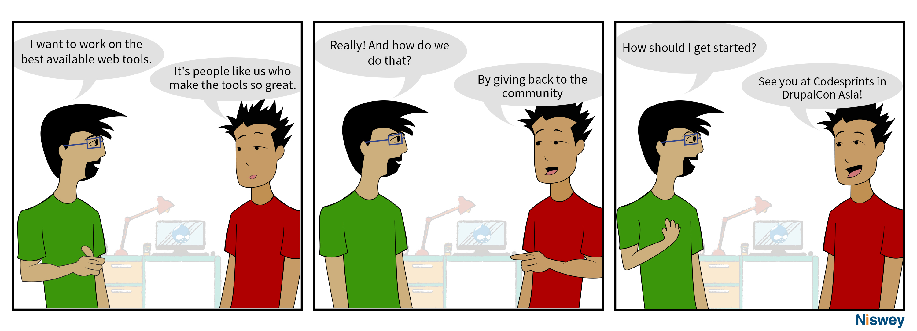 Comic about sprinting at DrupalCon