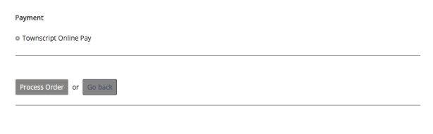 Screenshot of payment process