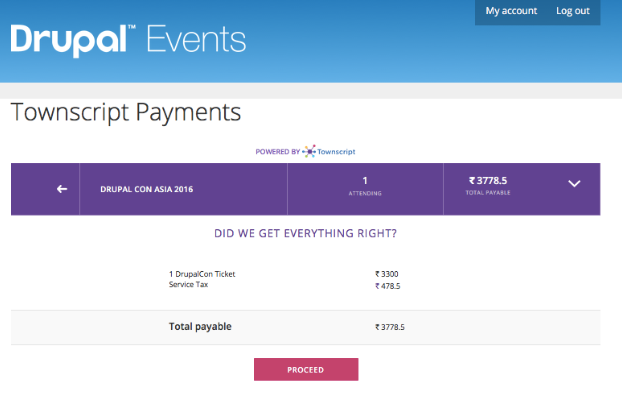 Screenshot of payment process